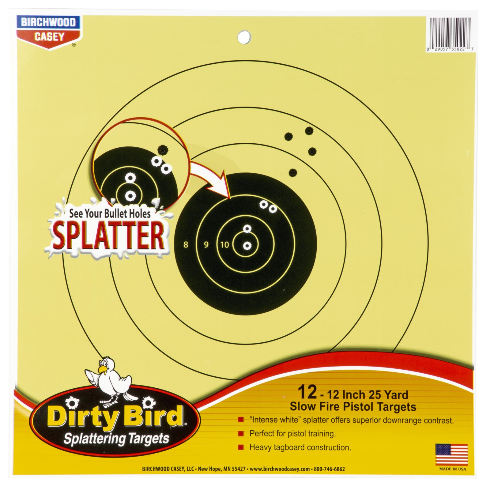 Birchwood Casey Dirty Bird 12 Inch Pistol Target 25 Yard 12 Count - Birchwood Casey