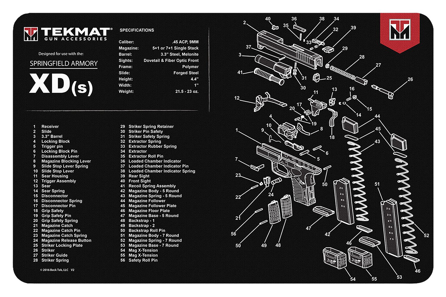 Buy TekMat TEKR17XDS Gun Cleaning Mat 11x17" Springfield Armory XD-S online