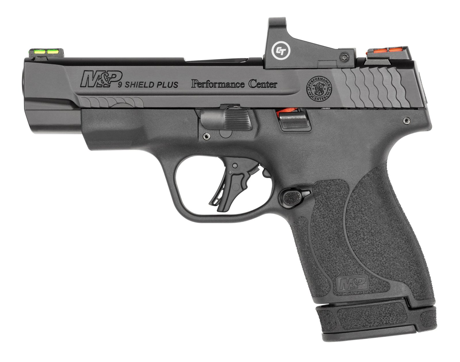 S&W Performance Center M&P 9 Shield Plus Crimson Trace 9mm Luger Handgun 13rd 10rd 4" Barrel Black - Smith & Wesson - 9mm Luger