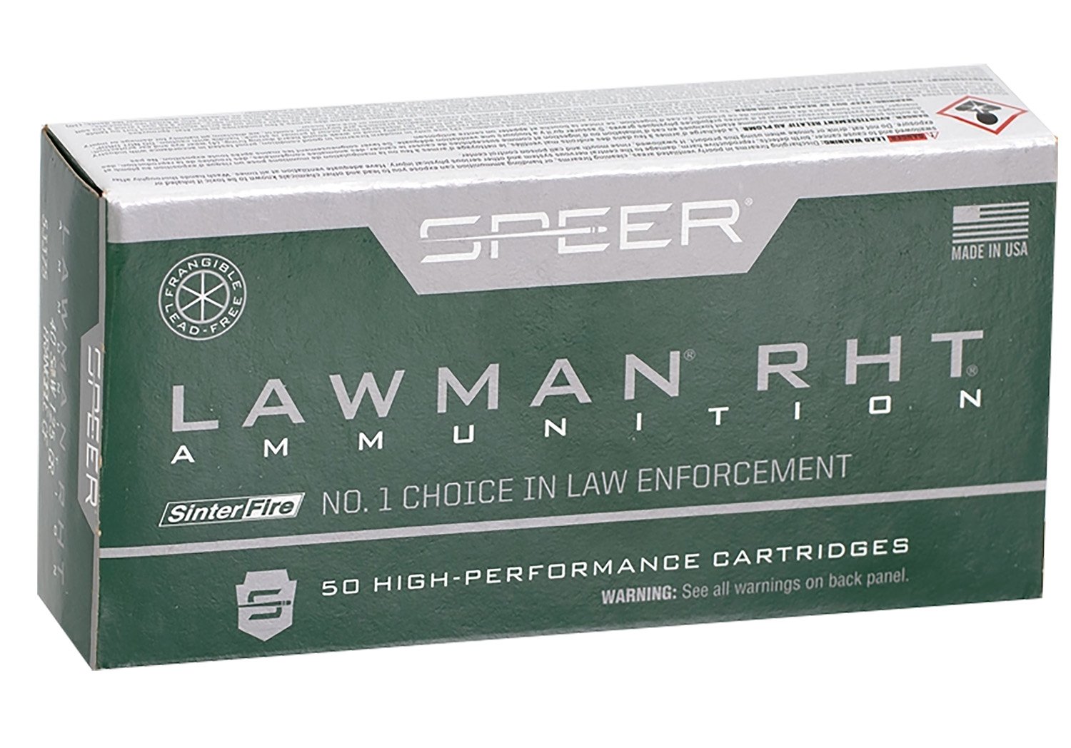 Speer 53375 Lawman RHT 40 S&W 125gr SinterFire Frangible 50 Rounds - Speer - 40 S&W