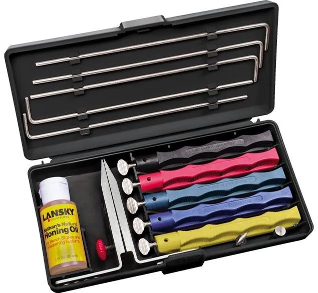 Lansky LKCLX Deluxe Sharpening System 5 Stone Kit with Honing Oil - Lansky