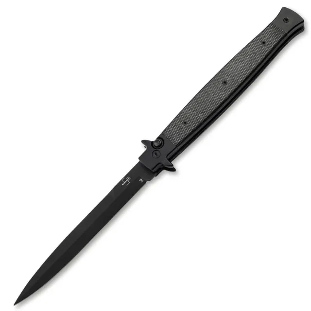 BOKER Stiletto 06EX753 5.0 In False Edge/Plain Blade Black Automatic - BOKER