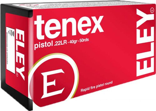 Eley 00120 Tenex Pistol 22LR 40GR Round Nose Ammo 50rd Box - Eley - .22 LONG RIFLE
