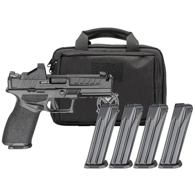 Springfield Gear Pac Echelon 4.5F Comp Handgun 9mm Luger 10rd(4) Magazines 4.5 Barrel U-Notch Sights Green Dot & Bag CA Compliant - Springfield Armory - 9MM