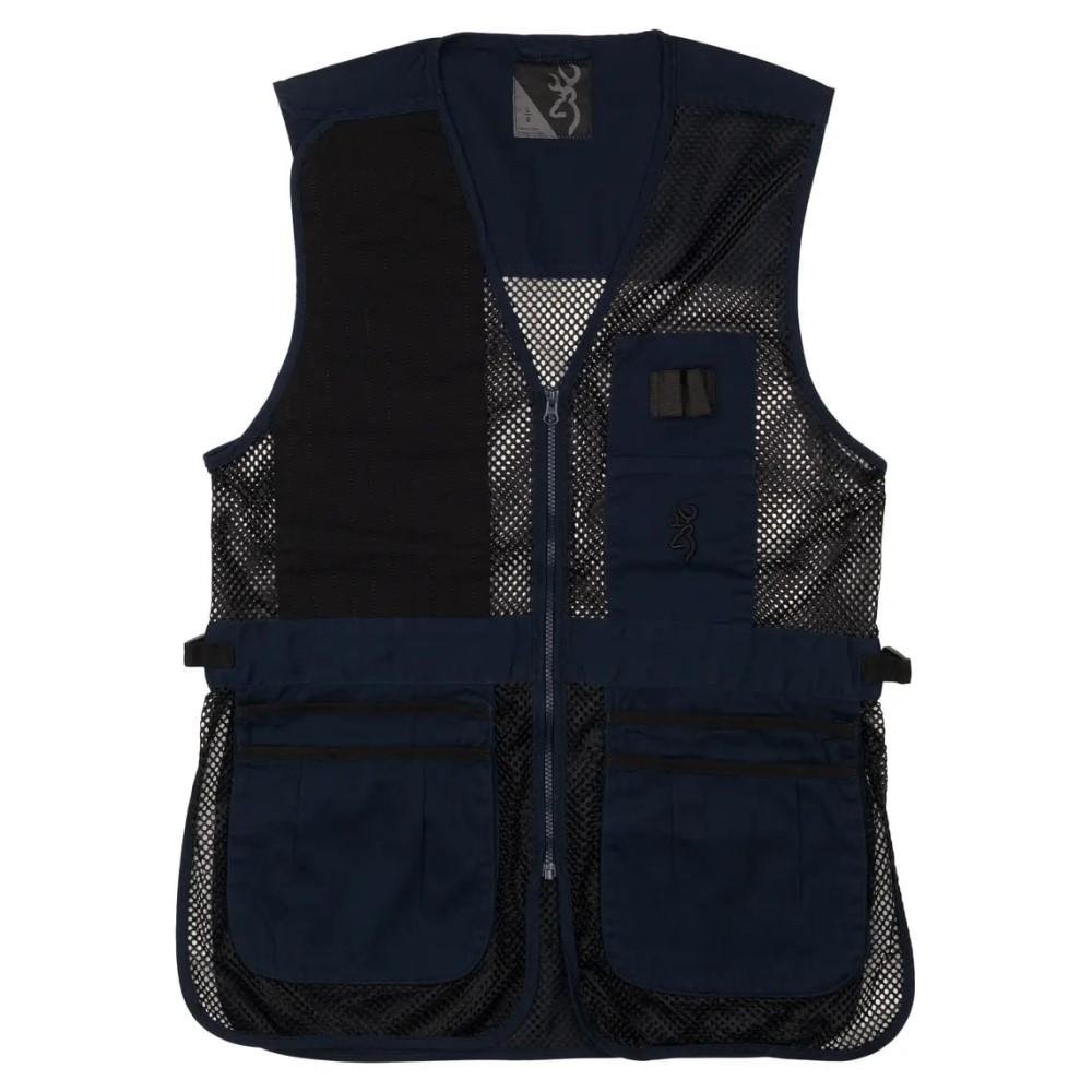 Browning Trapper Creek Vest 2XL - Navy Black, 4 Oz Cotton Twill, Polyester Mesh, Shooting Patch, Shell Pockets - Browning