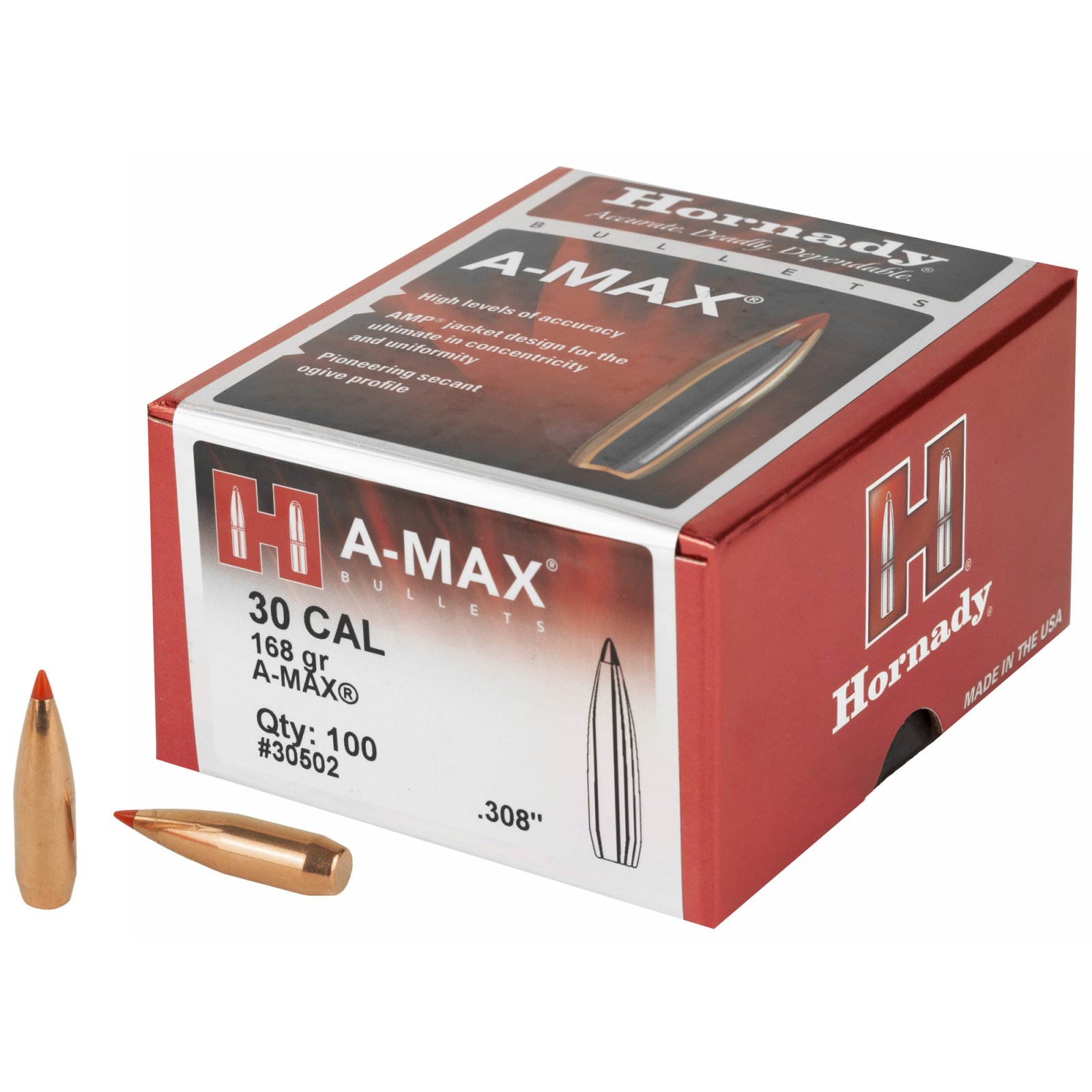 Hornady 30502 30 Caliber .308 168 Grain 30-Rounds - Hornady Manufacturing Company - 30 Caliber