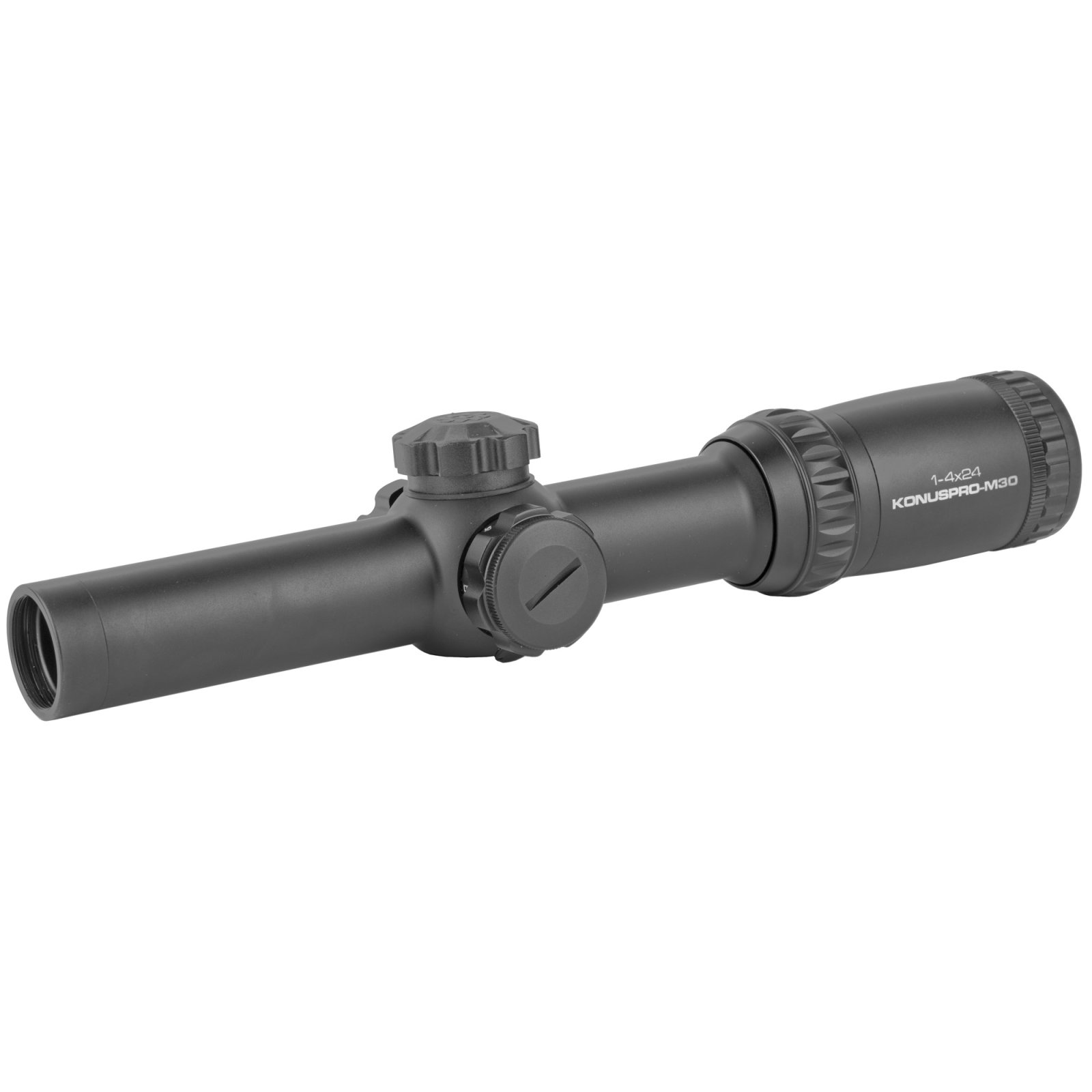 Konus USA KonusPro M-30 1-4x24mm Illuminated Red/Blue Circle Dot Rifle Scope, Robust 30mm Tube, Fast Focus, Tactical Turrets, Flip-up Covers Included - Konus - 24MM