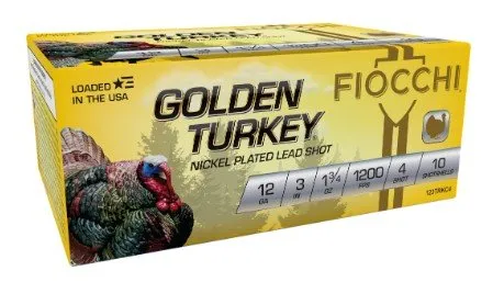 Buy Fiocchi 123TRKC4 Golden Turkey 12G 3" #4 Nickel 1-3/4 oz 10 Rounds online