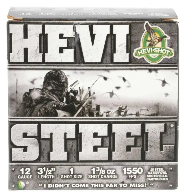 12 Ga Steel-1 1-3/8 oz 3-1/2" 25 Rds Hevi-Shot-Environ Metal Shotgun Ammo - HEVI Shot - 12 Gauge