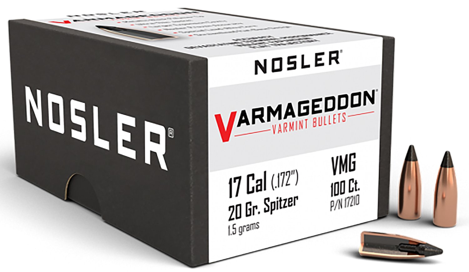 Nosler Varmageddon 17210 17 Caliber 20 Grain Tipped 100 Count Box - Nosler - 17 Caliber