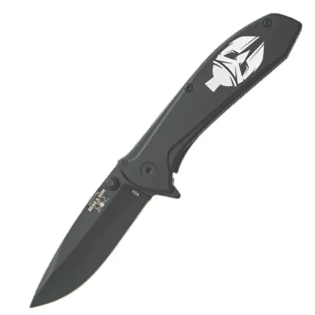 Bear & Son UV Art Spartan 4" Drp/Blk/Blk 4" Black Stainless Steel Framelock - BEAR CUTLE