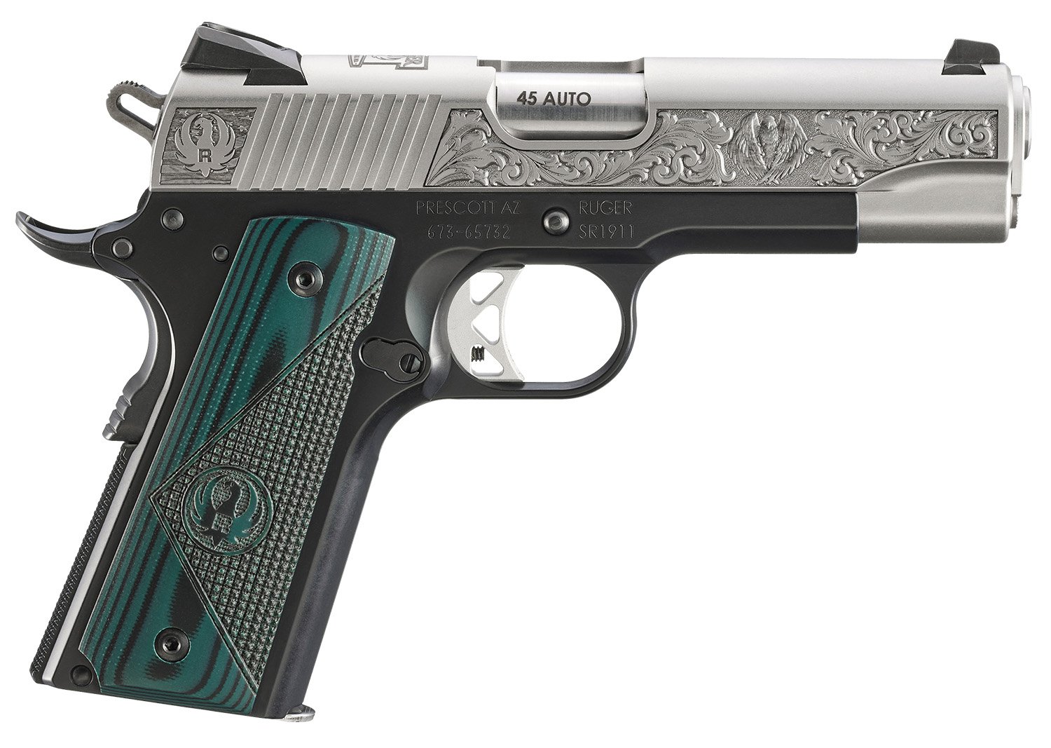 Ruger SR1911 45 ACP 4.25 In 7rd SS Slide G10 Grips Novak Sights - Ruger - 45 ACP