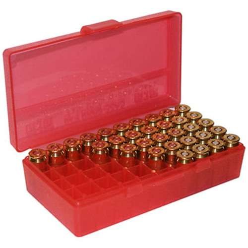 MTM Molded Products P50-9M-29 9mm Flip Top Ammo Box 50 Rounds Clear Red - MTM Case-Gard - 380 Auto