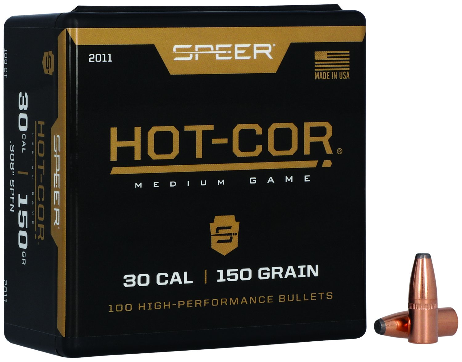 Speer 2011 Hot-Cor 30 Caliber .308 150gr Soft Point Flat Nose 100ct - Speer - 30 Caliber