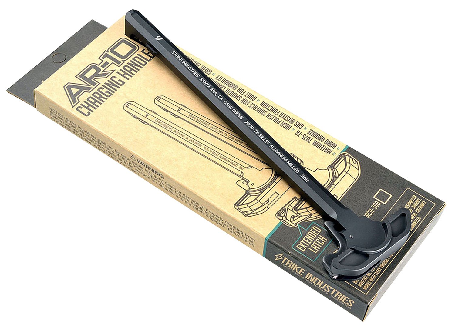 Strike Industries ARCHEL308BK AR-10 Extended Latch Charging Handle Black - Strike Industries