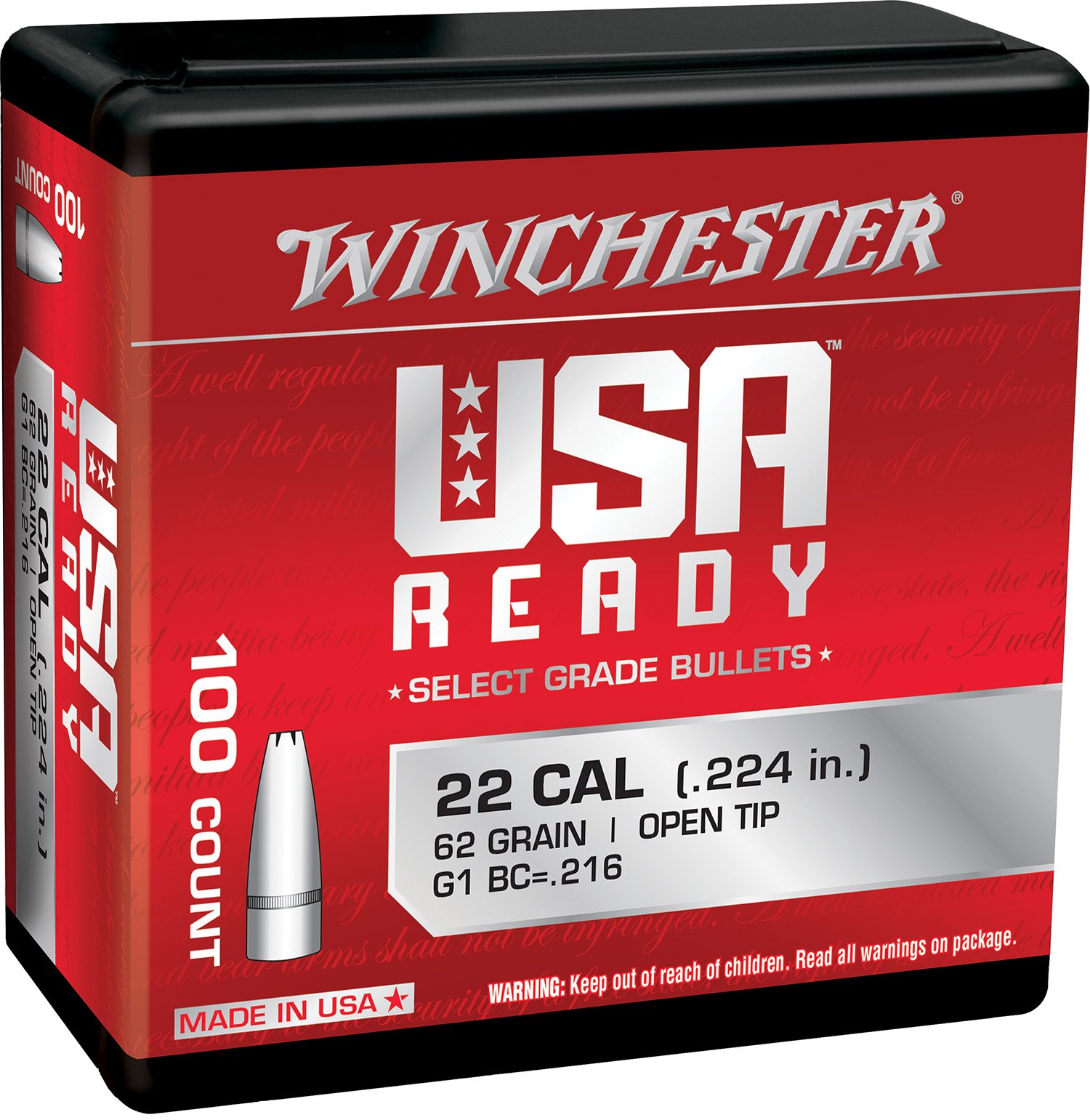 Winchester WBR22462 Centerfire Rifle 224 Valkyrie 62 gr Open Tip 100 - Winchester - 224 CALIBER