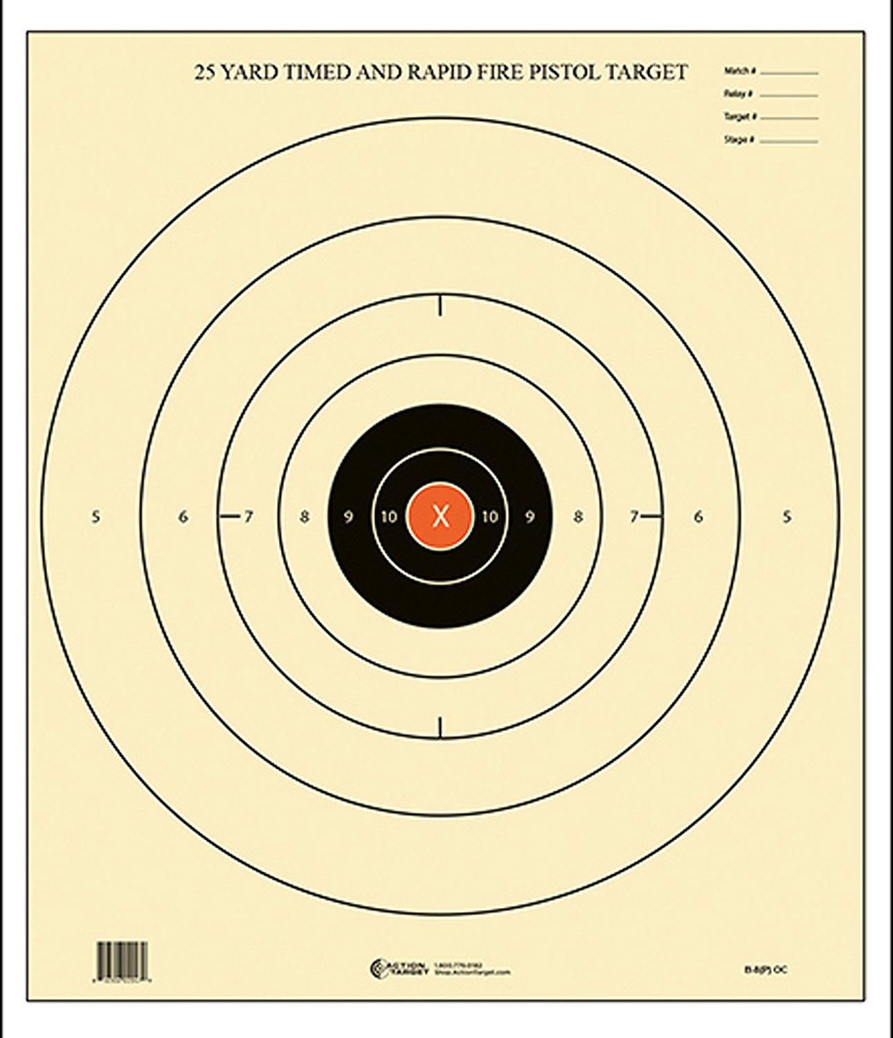 Action Target B8POC100 25-Yard NRA Bullseye Paper Target 21"x24" 100-Pack