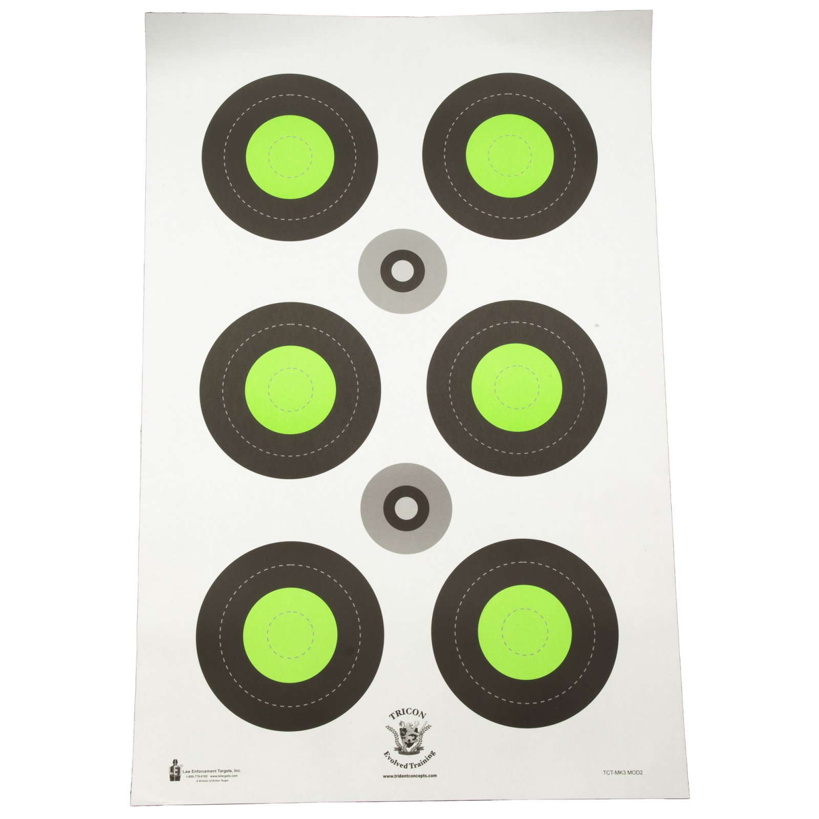 Trident TCT-MK3-MOD2-100 Fluorescent Green Bull's-Eye Targets, 100/Box