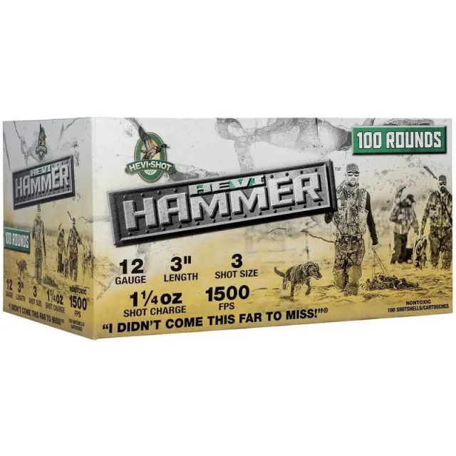 Hevi-Shot HEVI-Hammer 12 Ga 3 In 1-1/4 oz #3 Shot 1500 FPS 100/Ct - Environ Metal Inc