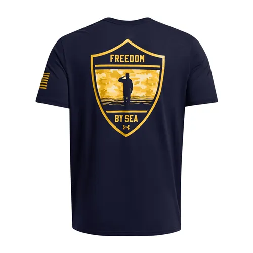 Under Armour Freedom By Sea T-Shirt MD Graphic Cotton Navy