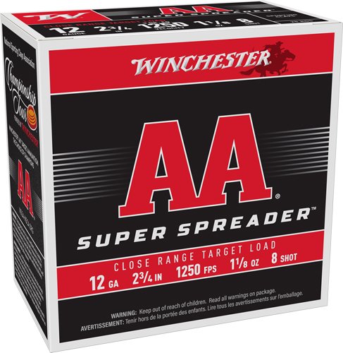 Winchester AA 12GA 2.75" 1-1/8 SPREADER #8 1250FPS 250RD CASE - Winchester - 12