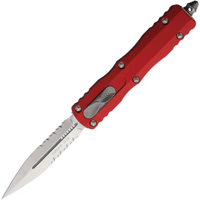 Microtech Dirac 225-11RD 2.92 In D/E Stonewash Red ALU Hndl Part Serrate - MICROTECH