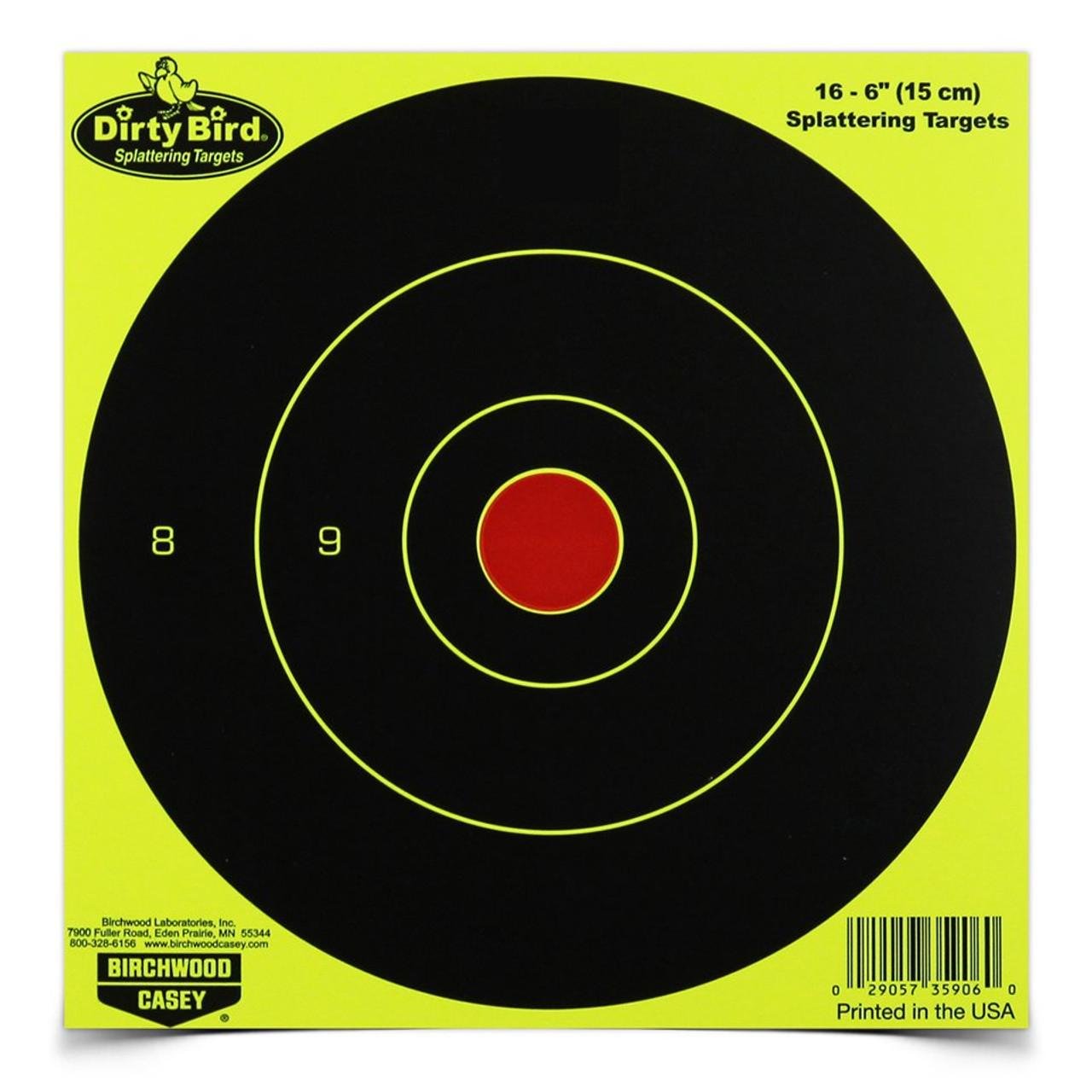 Birchwood Casey Dirty Bird Yellow Round 6 In Bulls-Eye 100 Pack 35970 - Birchwood Casey