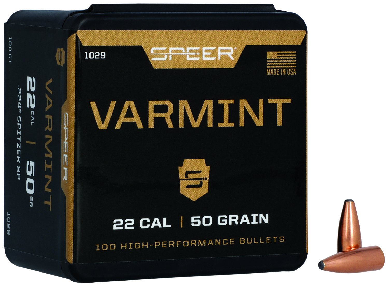 Speer 1029 Varmint 22 Cal .224 50 gr Jacketed Soft Point (JSP) - Speer - 22 Cal