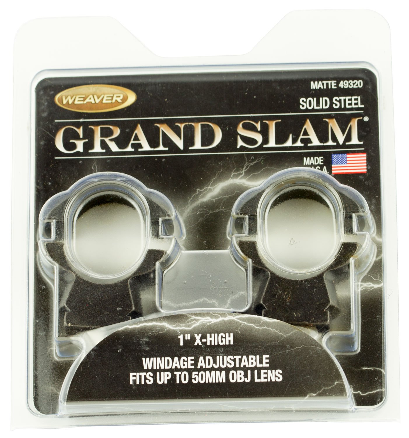 Weaver Grand Slam 49320 1" Scope Ring Set Extra High Matte Black - Weaver - 1"