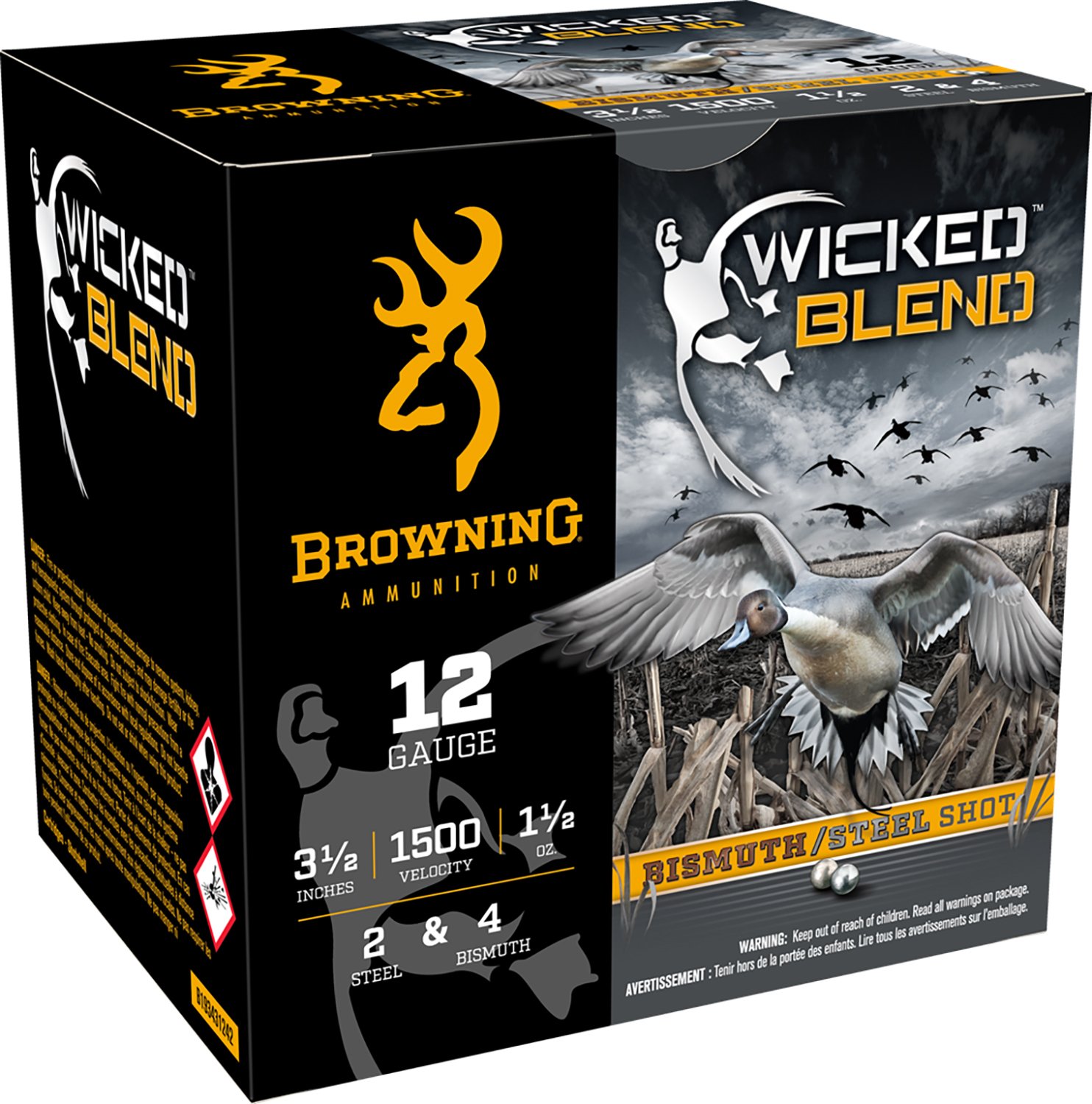Browning Ammo B193431242 Wicked Blend 12Gauge 3.50" 1 1/2oz 2/4BI Shot 25 Per Box/10 Case - Browning - 12 Gauge