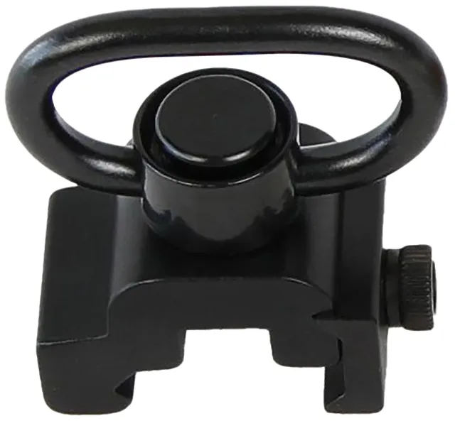 Bulldog BD886 Deluxe Push Button Swivel Black 1.25" Steel QD Rail Mount - Bulldog - 1.25"