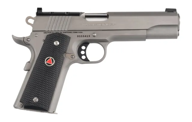 Colt Mfg O2020XEOR 1911 Government 10mm Auto 8+1 5" Polished Stainless Steel Optic Ready/Serrated Slide & Frame w/Beavertail, Black Polymer w/Delta Medallions Grip