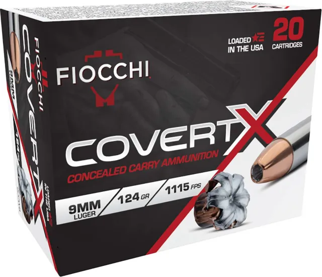 Fiocchi 9CCWB CovertX 9mm 124gr JHP Pistol Ammo 20rd - Fiocchi - 9mm Luger