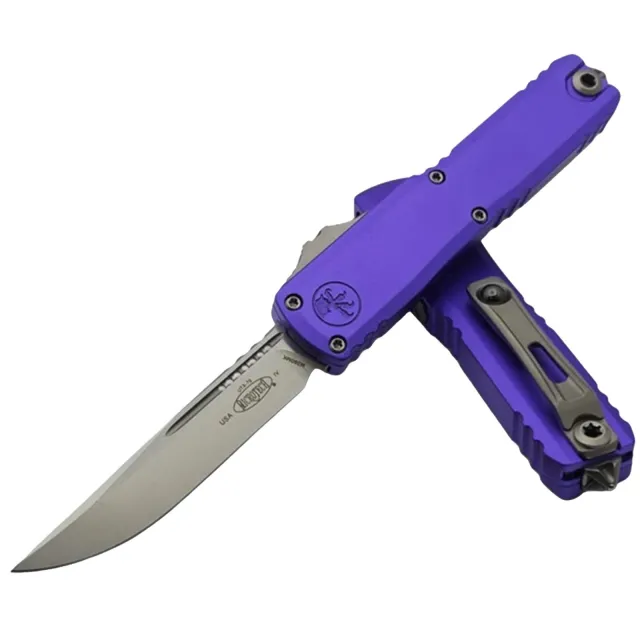 Microtech UTX-70 Gen IV 2.5 In SE Stonewash Purple ALU Handle - MICROTECH for sale at Iron and Lace