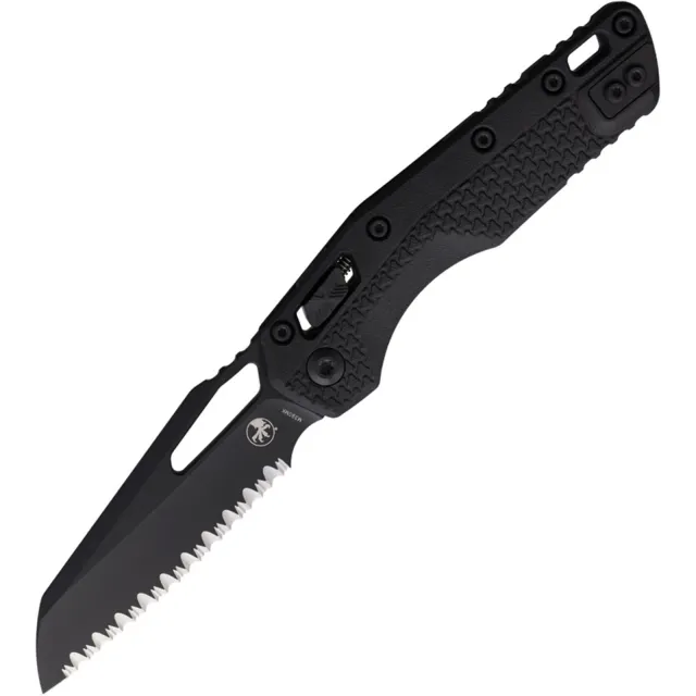 Microtech MSI 210T-3TPM 3.88 In Wharncliffe Full Serrated Ram-Lok Black - MICROTECH
