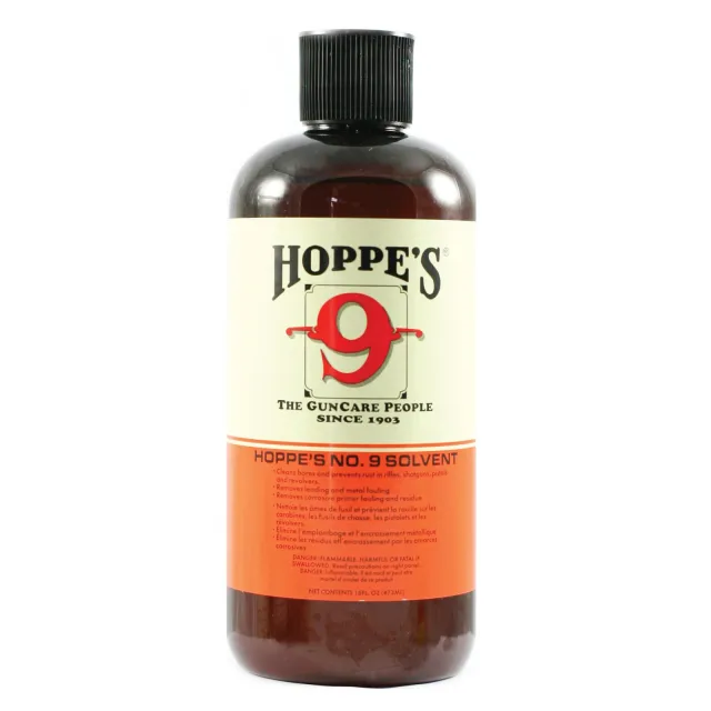 Hoppe's 916 No. 9 Bore Cleaner Removes Carbon, Powder & Lead Fouling Child Proof Cap 1 Pint (16 OZ) Bottle 10 Per Pack - Hoppe's - 16 OZ