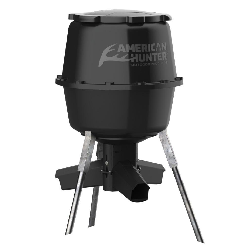 GSM Outdoors AH225GRAV 30 Gal Black Gravity Feeder w/Nesting Hopper - GSM Outdoors