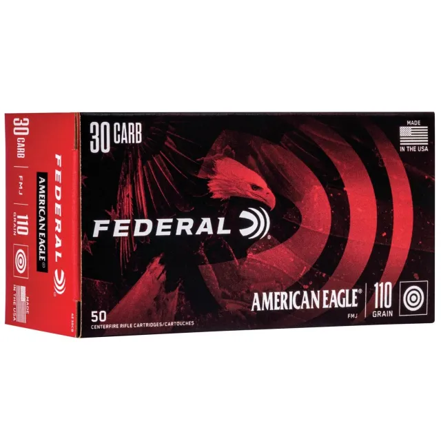 Federal American Eagle AE30CB .30 Carbine 110 Grain FMJ 1990 fps 50 Rounds - Federal Premium Ammunition - 30 CARBINE