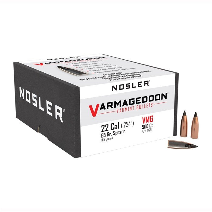 Nosler 17291 Varmageddon .22 Cal 55 Grain Polymer Tip Bullets, 500 Pack - Nosler - 22 CALIBER