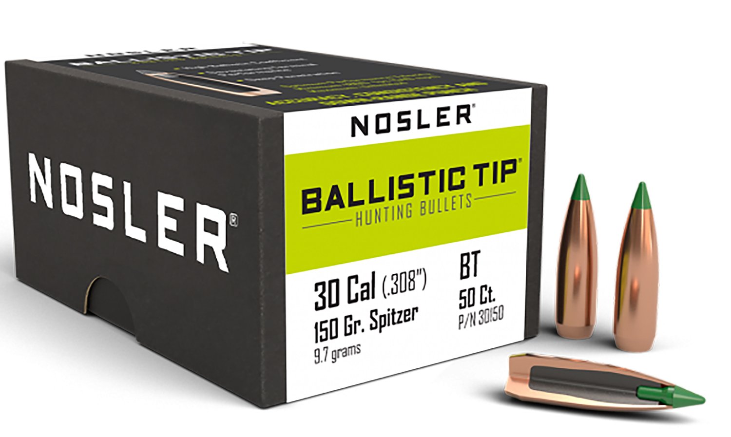 Nosler 30 Caliber 150 Grains Spitzer Ballistic Tip (Per 50) - Nosler - 30 Caliber