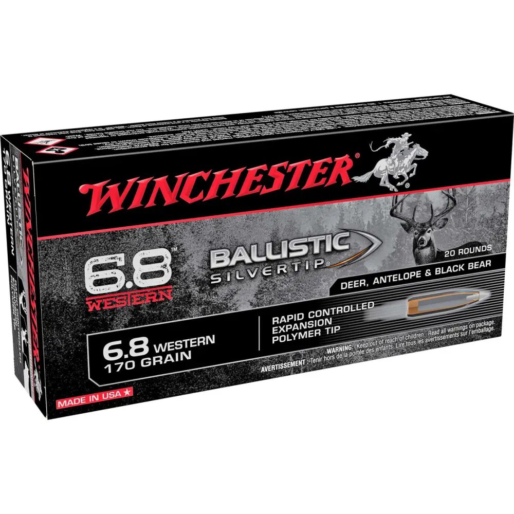 Winchester Ammo SBST68W Ballistic Silvertip 6.8 Western 170 gr Polymer Tip 20 Per Box/ 10 Cs - Winchester - 6.8 Western