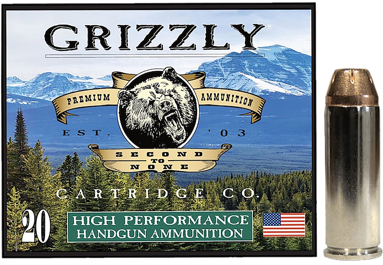 Grizzly GC45C+P3 45Colt+P 225gr JHP Ammo 20/Box 1000fps 511ft-lbs - GRIZZLY - .45 Colt (.45 Long Colt)
