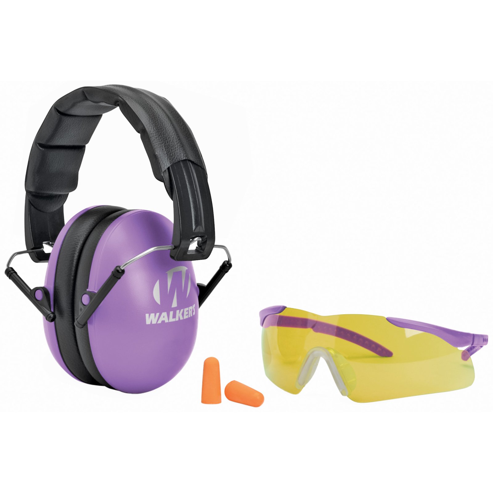 Walker's GWPYWFM2GFPPUR Folding Muff Combo 23 dB Purple/Black - Walker's