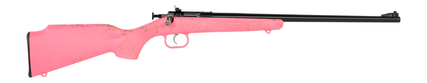 Keystone Crickett Rifle 22 LR 16.1 in. Blued/Pink w/Gold Web - CRICK - .22 LR