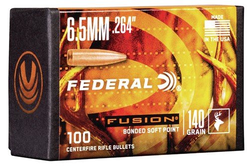 Federal Premium Fusion 6.5 Creedmoor .264 140gr Soft Point Bullets 100ct - Federal Premium Ammunition - 6.5mm