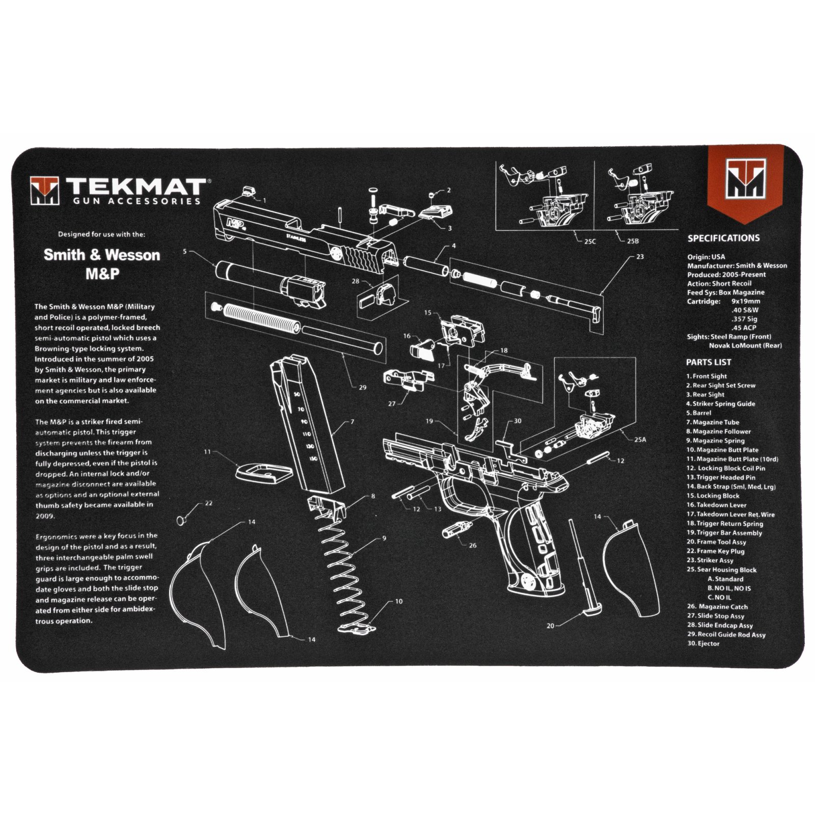 Buy TekMat TEKR17SWMP Smith & Wesson M&P 11x17 in Neoprene Cleaning Mat online