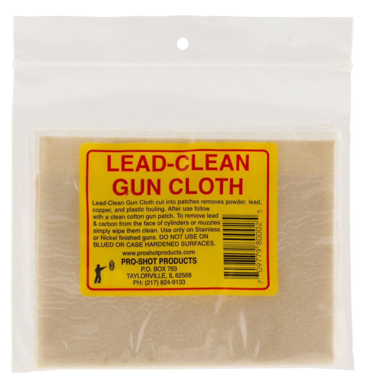 Pro-Shot LCC Lead Clean Gun Cloth, 8.75" Cotton Patch for Removing Fouling