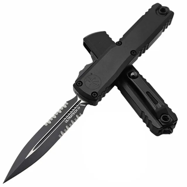 Microtech Ultratech G4 3.55 In D/E Part Serrated Black Alu Handle - MICROTECH