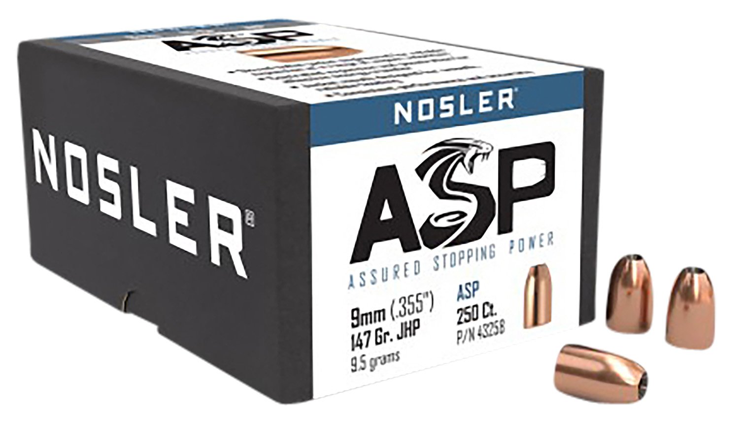 Nosler 43258 9mm .355 147gr JHP Bullets 250 Count - Nosler - 9mm
