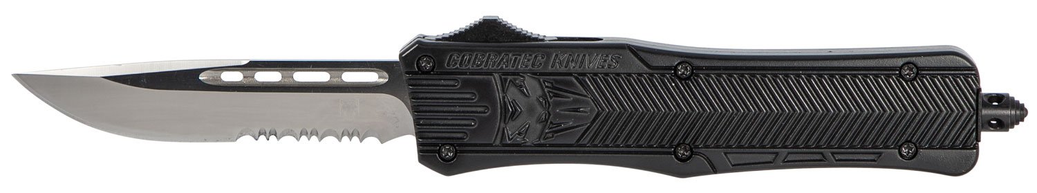 CobraTec Knives MBCTK-1MDS 3 In Drop Point Serrated OTF D2 Black - CobraTec Knives